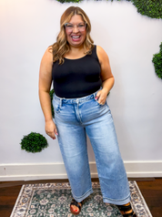 Risen | High Rise Ankle Boyfriend Turn Up Cuffed Jeans in Light Wash