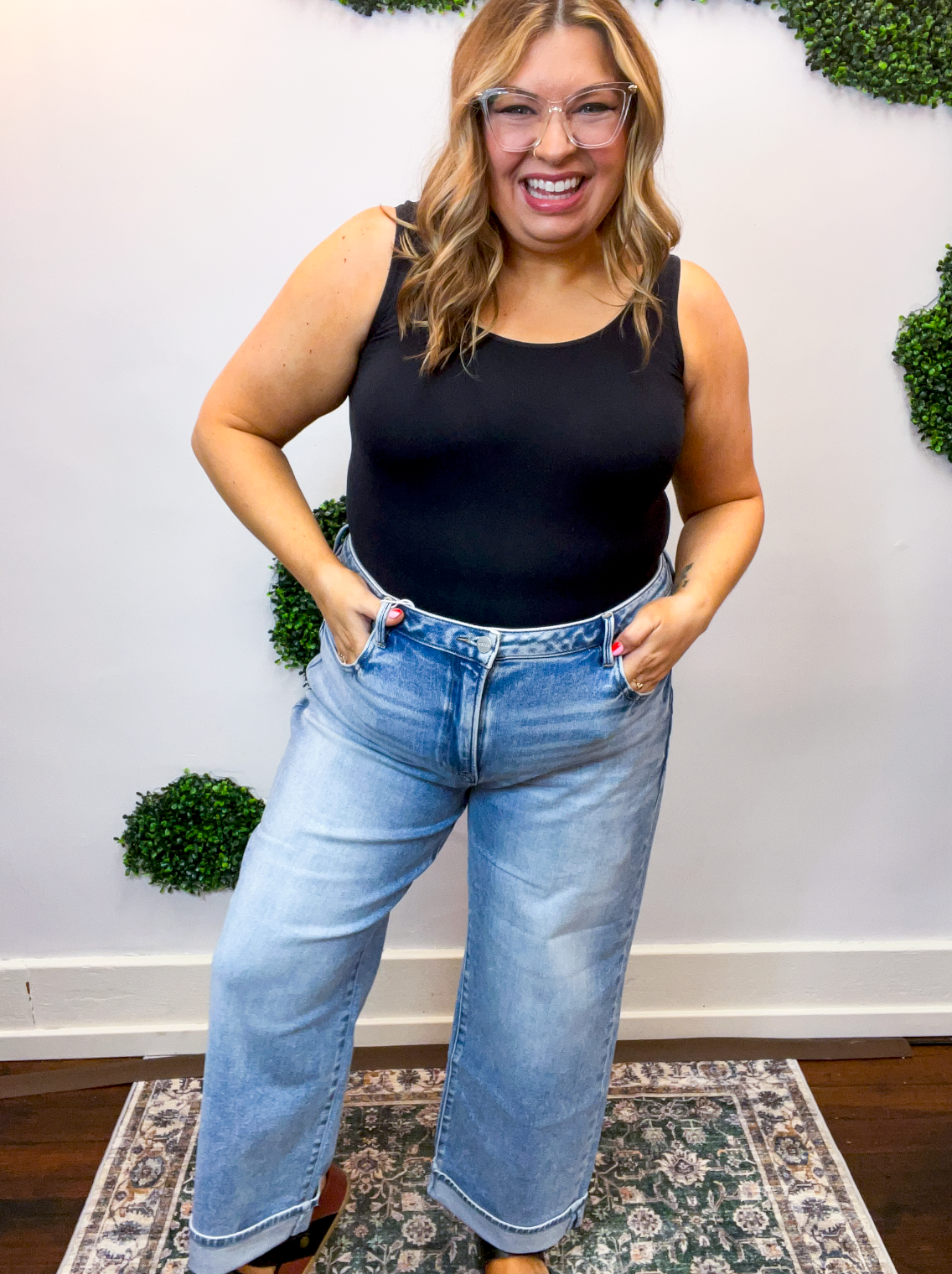 Risen | High Rise Ankle Boyfriend Turn Up Cuffed Jeans in Light Wash