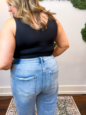 Risen | High Rise Ankle Boyfriend Turn Up Cuffed Jeans in Light Wash
