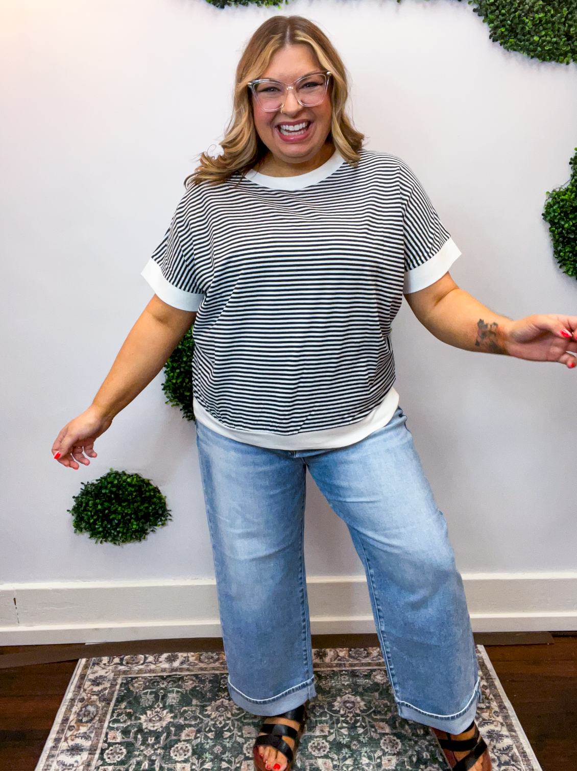 Easy Street Stripe Top in Black