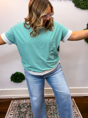 Easy Street Stripe Top in Kelly Green