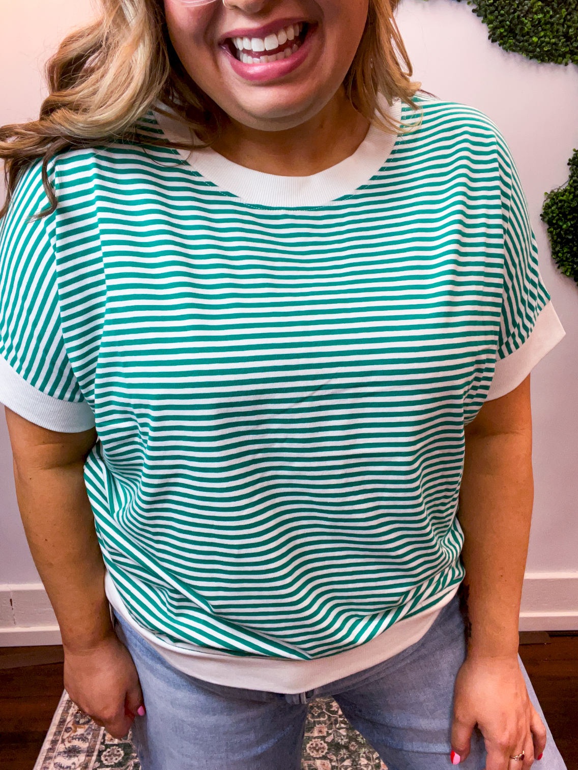 Easy Street Stripe Top in Kelly Green