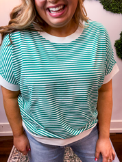 Easy Street Stripe Top in Kelly Green