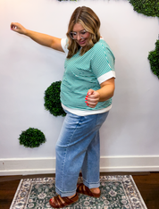 Easy Street Stripe Top in Kelly Green