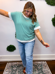 Easy Street Stripe Top in Kelly Green
