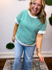 Easy Street Stripe Top in Kelly Green