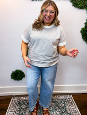 Easy Street Stripe Top in Heather Grey