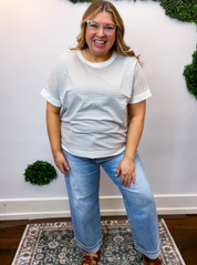 Easy Street Stripe Top in Heather Grey