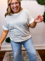 Easy Street Stripe Top in Heather Grey