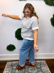 Easy Street Stripe Top in Heather Grey