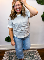 Easy Street Stripe Top in Heather Grey