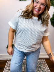 Easy Street Stripe Top in Heather Grey