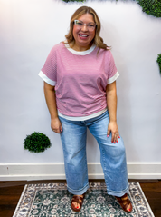 Easy Street Stripe Top in Magenta