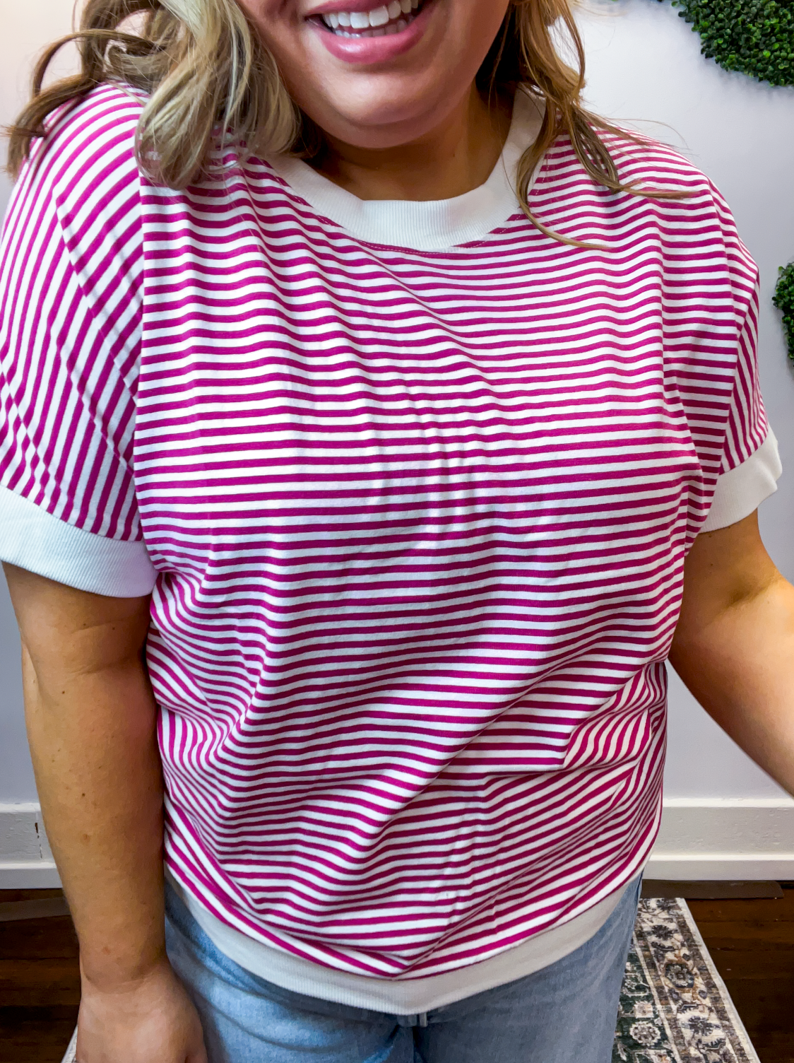 Easy Street Stripe Top in Magenta