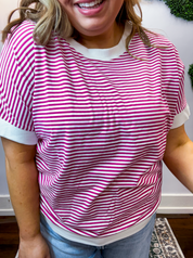 Easy Street Stripe Top in Magenta
