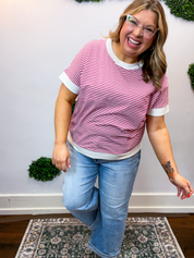Easy Street Stripe Top in Magenta