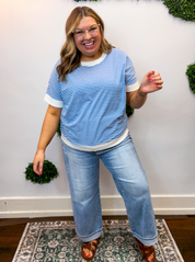 Easy Street Stripe Top in Ocean Blue
