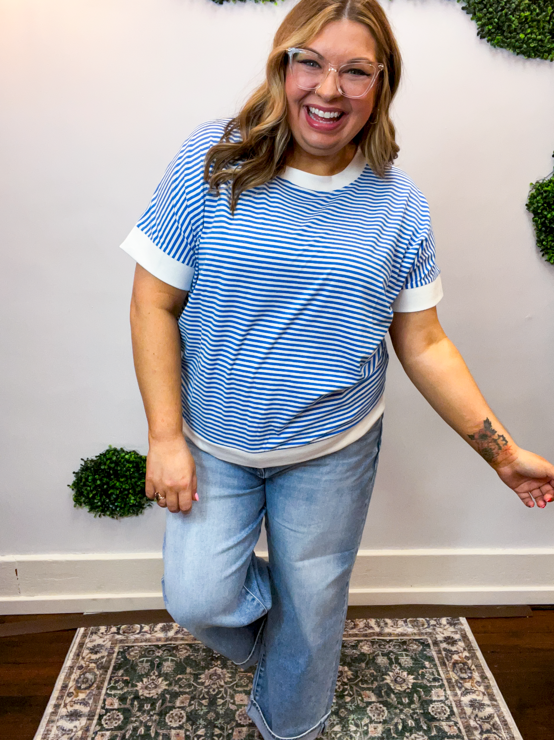 Easy Street Stripe Top in Ocean Blue