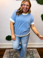 Easy Street Stripe Top in Ocean Blue