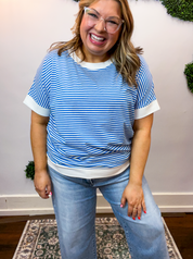 Easy Street Stripe Top in Ocean Blue