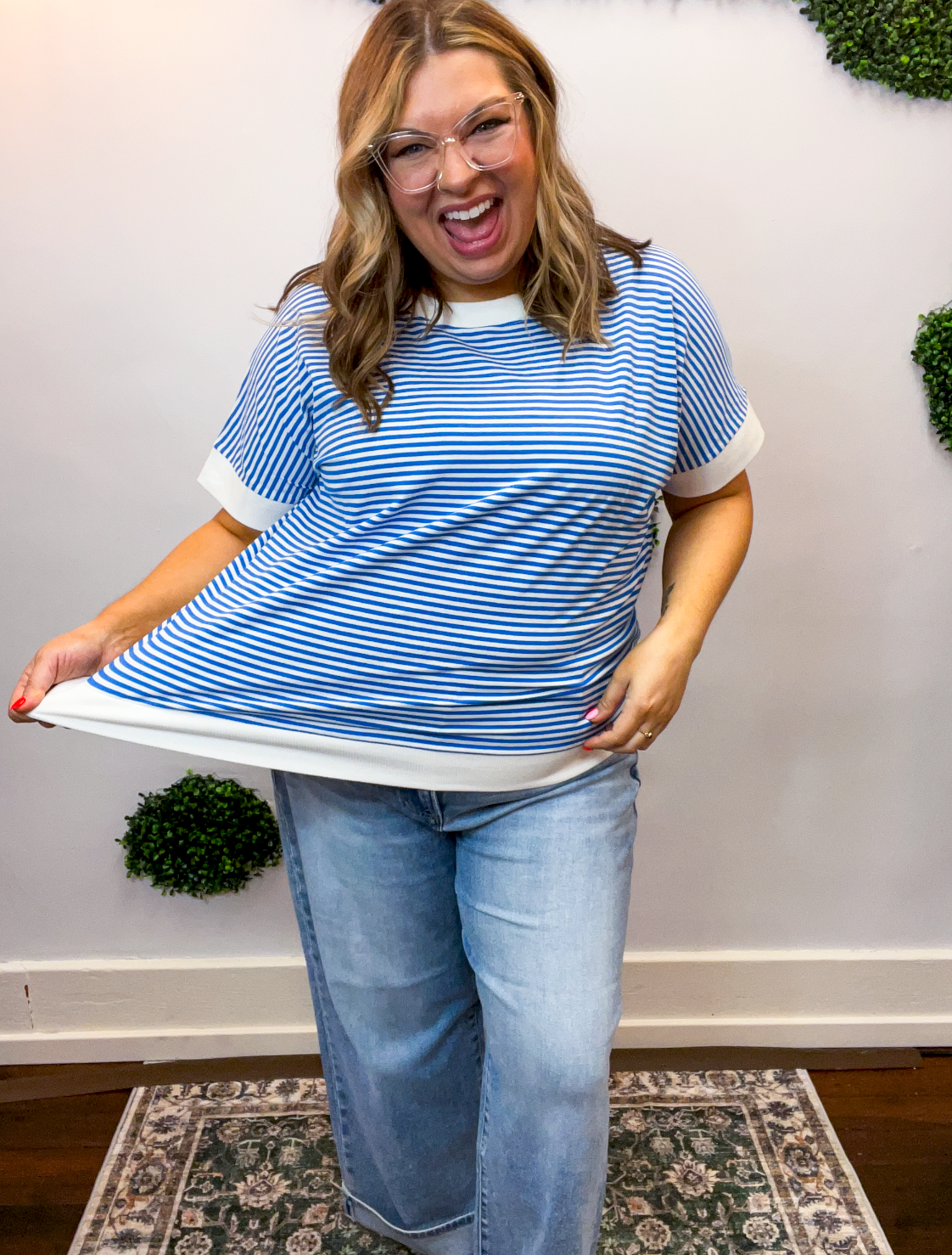 Easy Street Stripe Top in Ocean Blue
