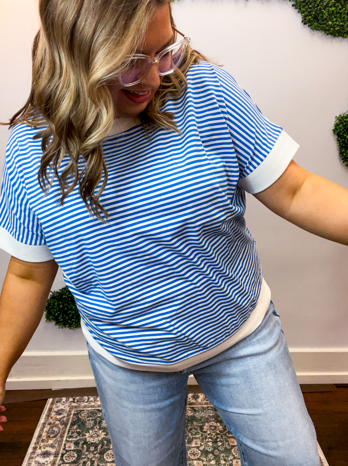 Easy Street Stripe Top in Ocean Blue