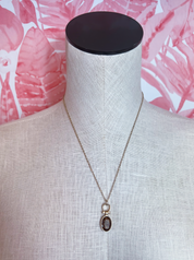 Sparkling Oval Metal Necklace in Gold-Brown *Final Sale*