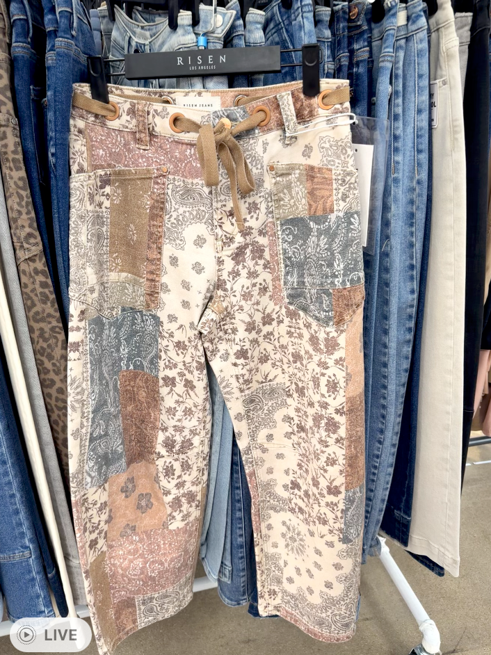 Risen | Slouchy Crop Barrel Pants in Earth Block