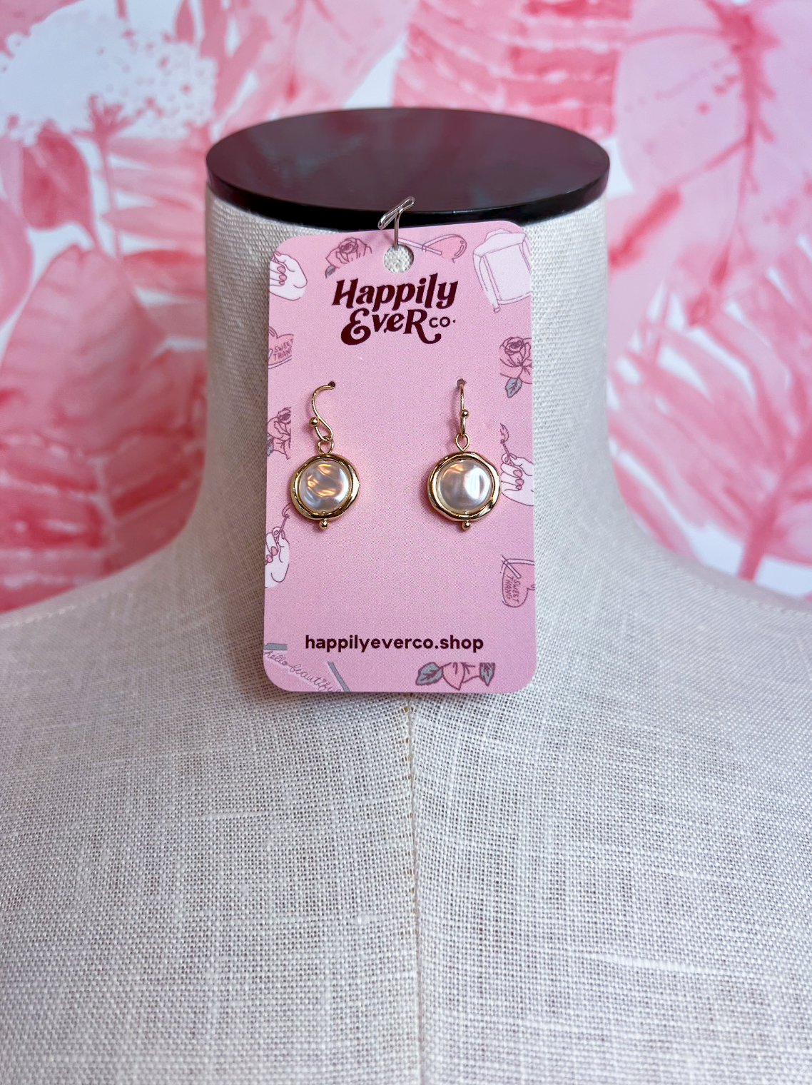 Organic Pearl Drop Earrings in Gold  *Final Sale*