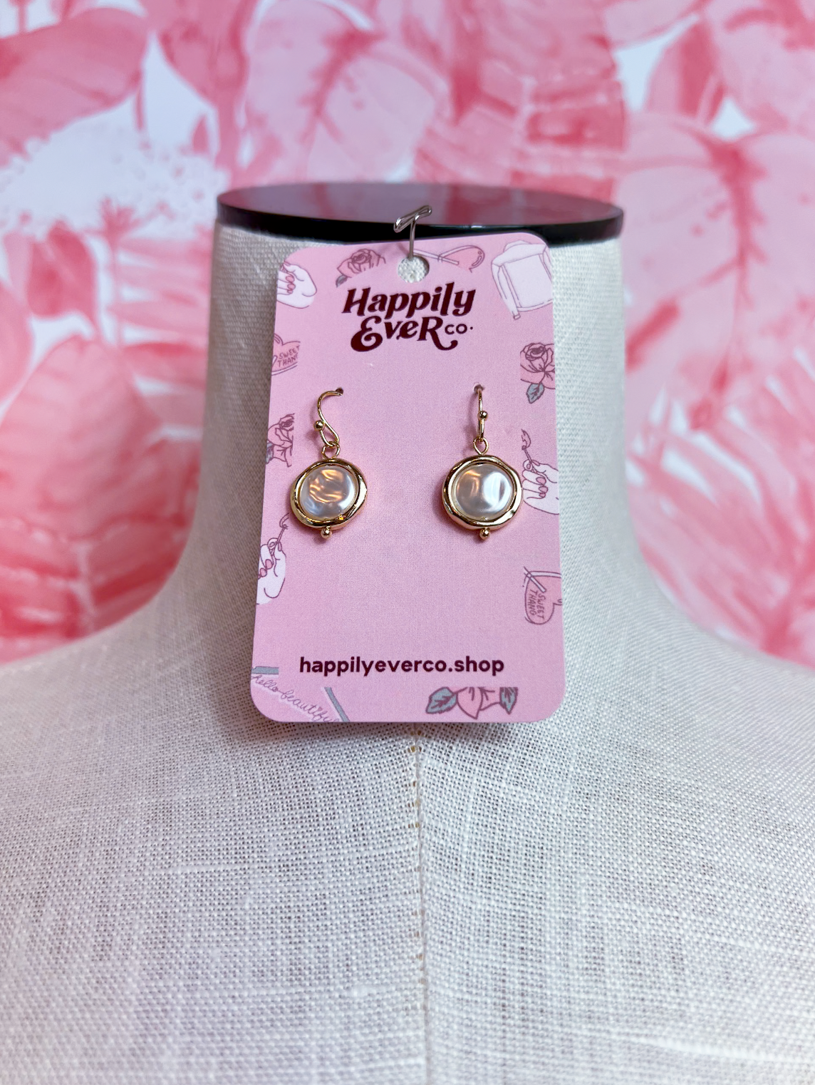 Organic Pearl Drop Earrings in Gold  *Final Sale*