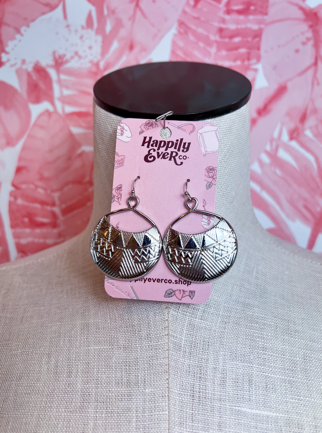 Etched Disc Drop Earrings  *Final Sale*