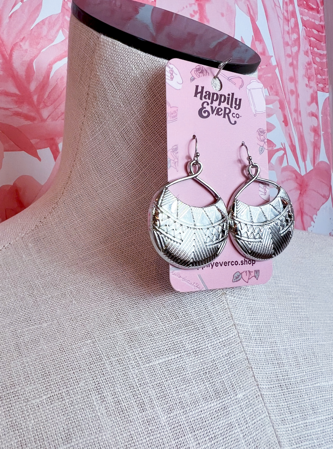 Etched Disc Drop Earrings  *Final Sale*