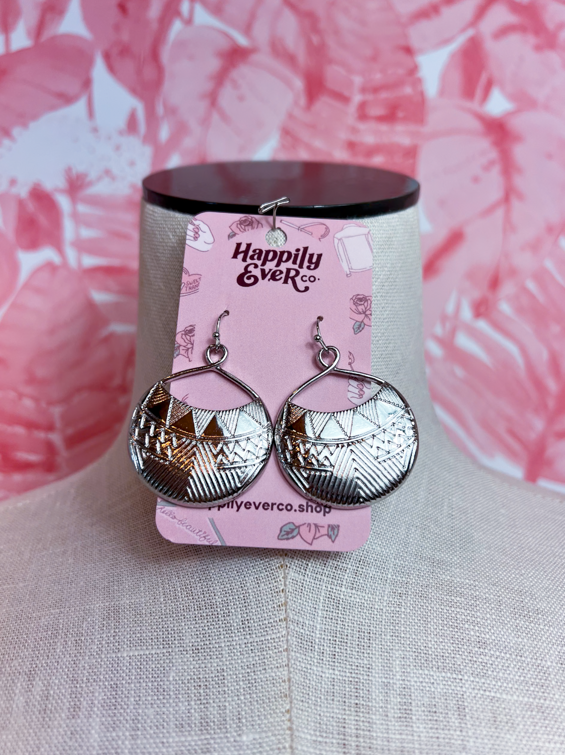 Etched Disc Drop Earrings  *Final Sale*