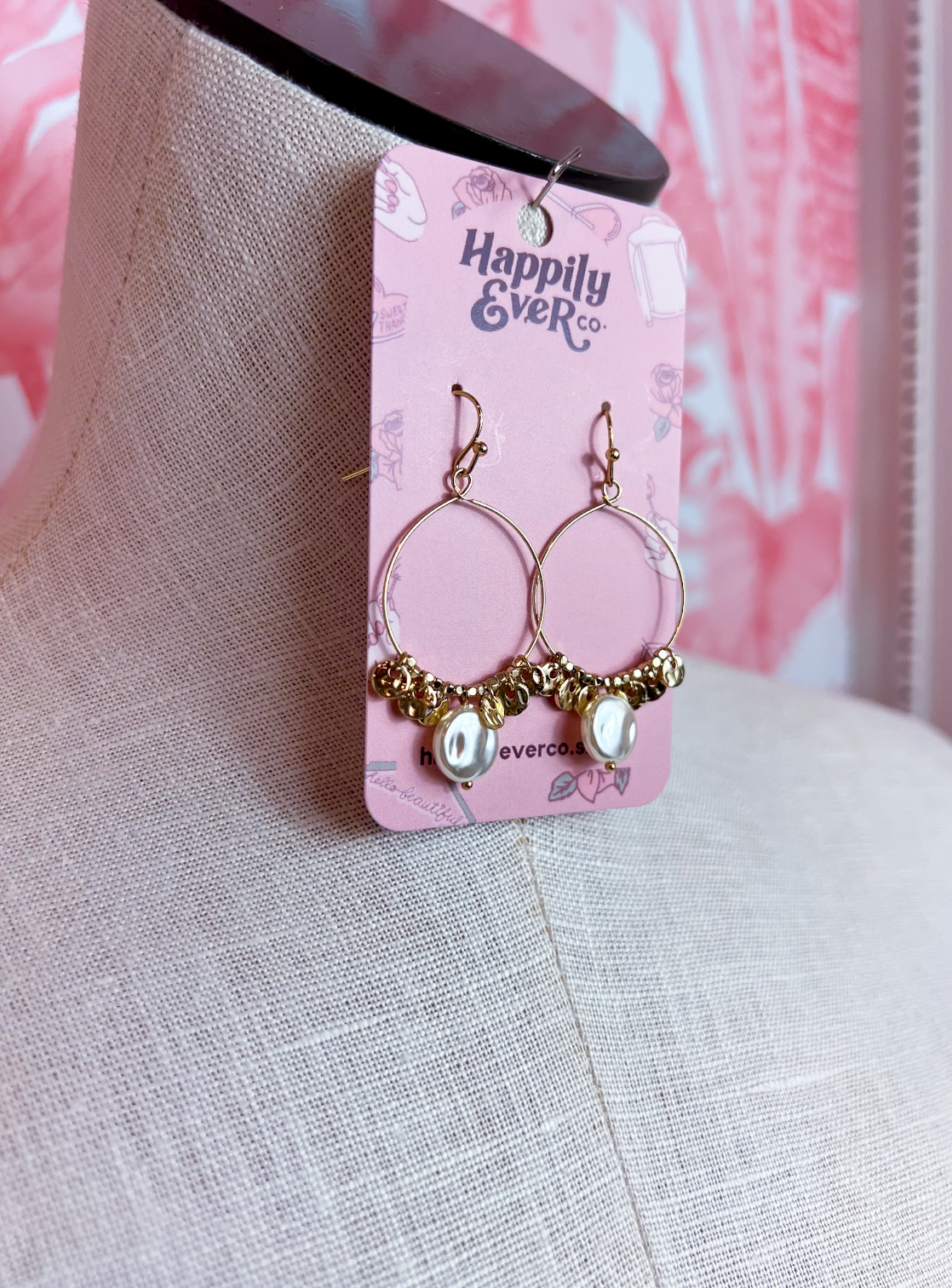 Shimmer & Pearl Hoop Earrings in Gold *Final Sale*