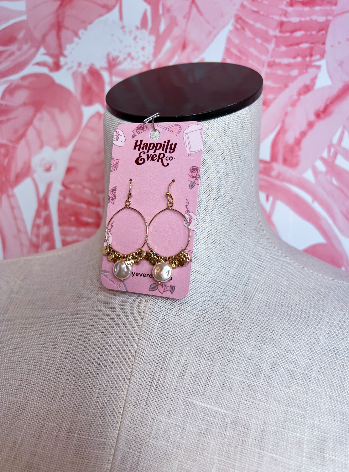 Shimmer & Pearl Hoop Earrings in Gold *Final Sale*