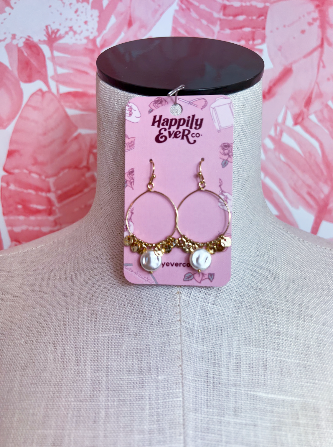 Shimmer & Pearl Hoop Earrings in Gold *Final Sale*