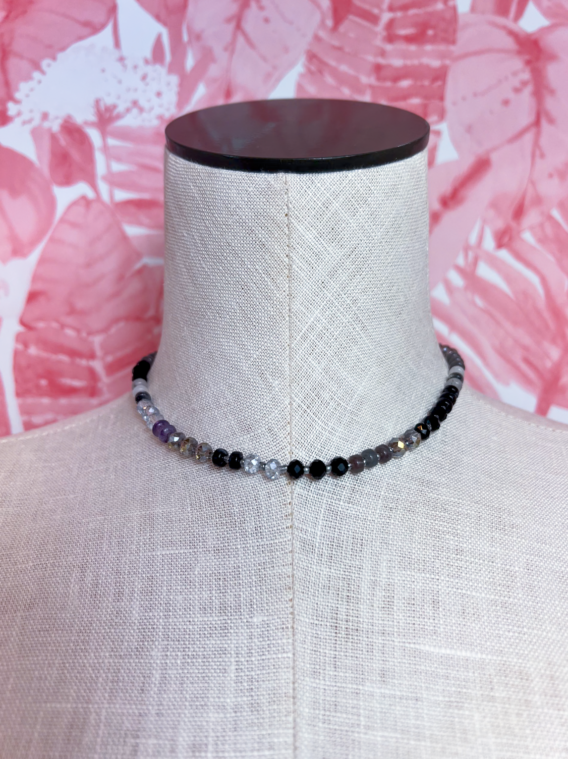 Mixed Bead Statement Necklace in Black  *Final Sale*