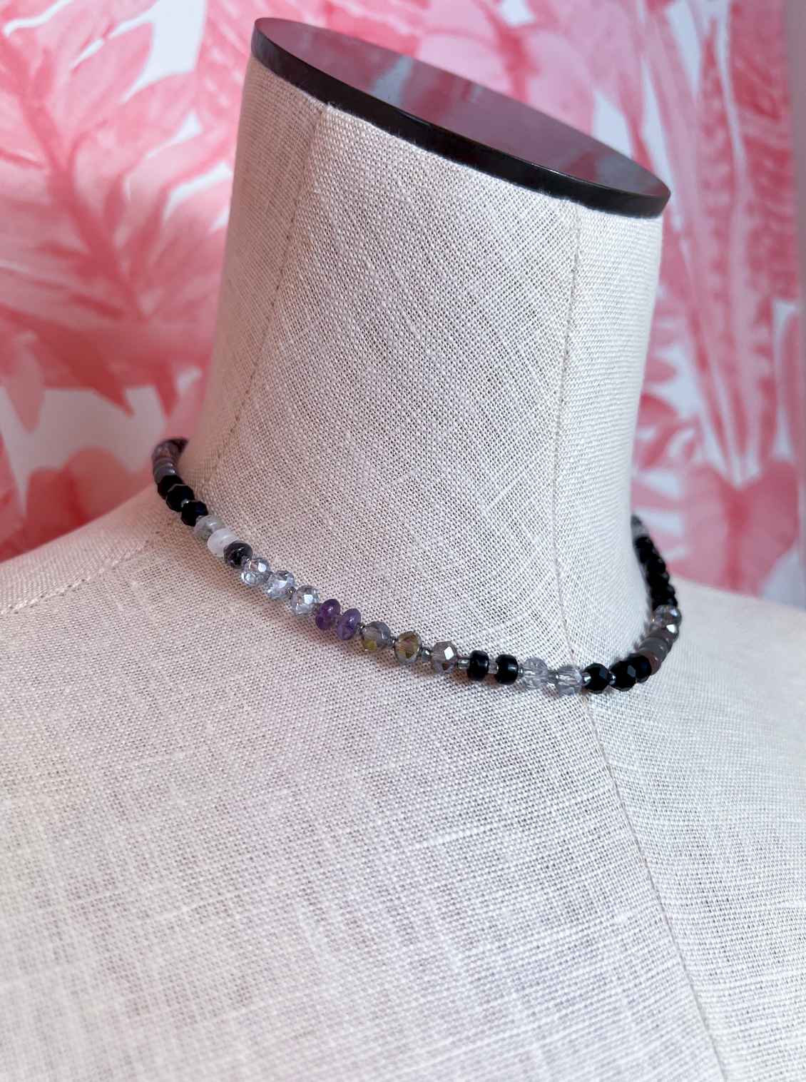 Mixed Bead Statement Necklace in Black  *Final Sale*
