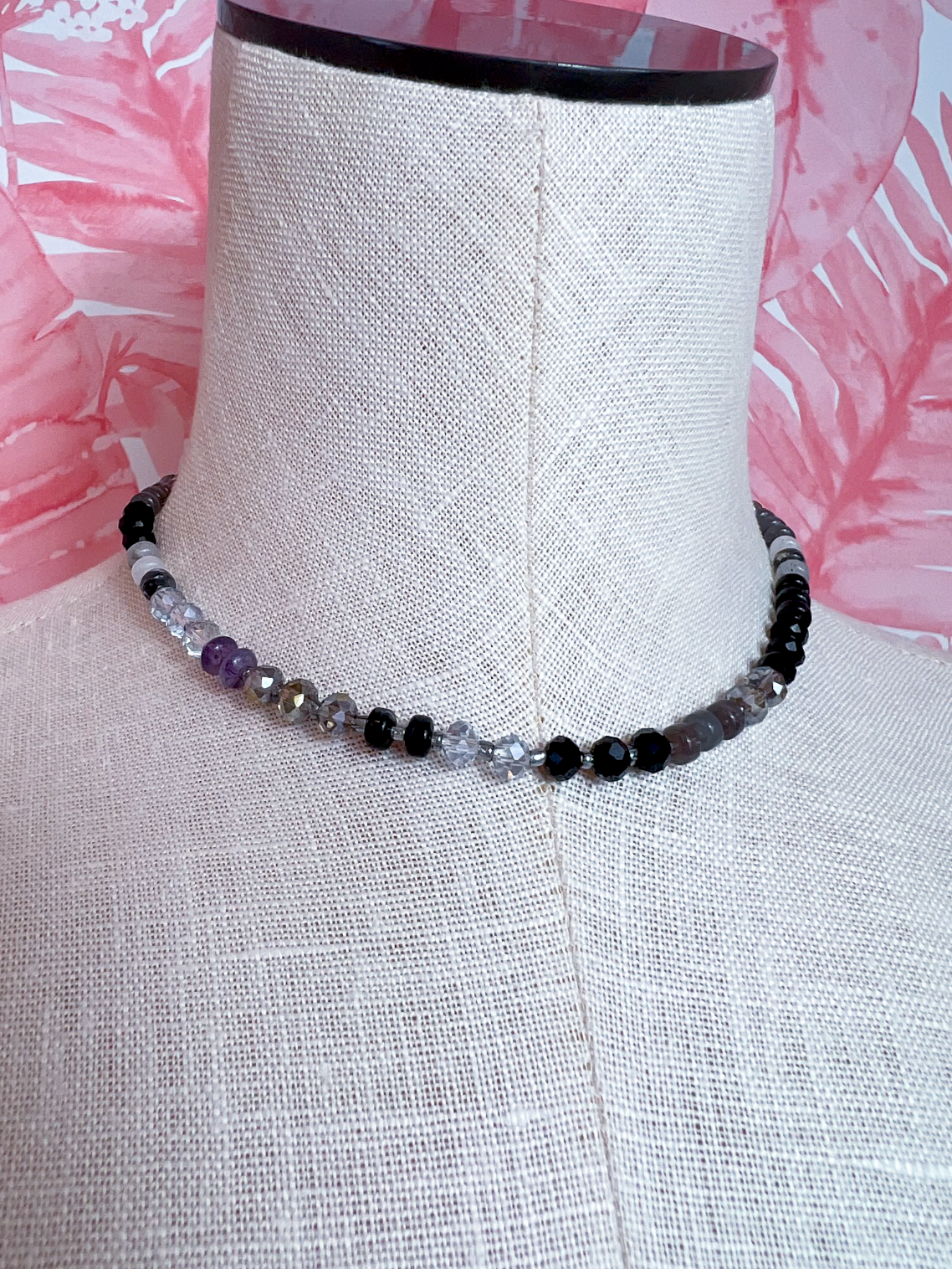 Mixed Bead Statement Necklace in Black  *Final Sale*
