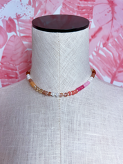 Mixed Bead Statement Necklace in Pink  *Final Sale*