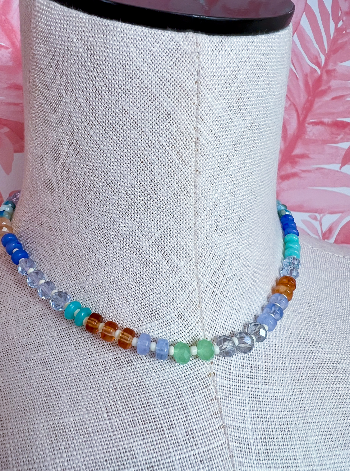 Mixed Bead Statement Necklace in Blue *Final Sale*
