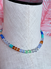 Mixed Bead Statement Necklace in Blue *Final Sale*
