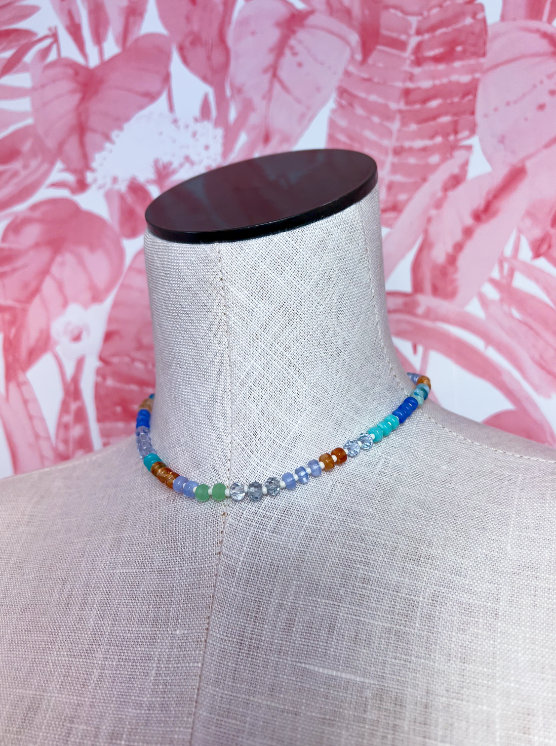 Mixed Bead Statement Necklace in Blue *Final Sale*