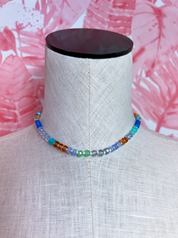 Mixed Bead Statement Necklace in Blue *Final Sale*