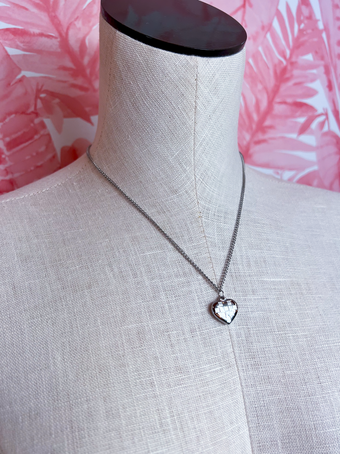 Checkered Heart Necklace *Final Sale*