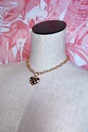 Black & Gold Checker Heart Necklace *Final Sale*