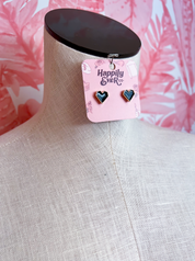 Black Enamel Heart Studs *Final Sale*