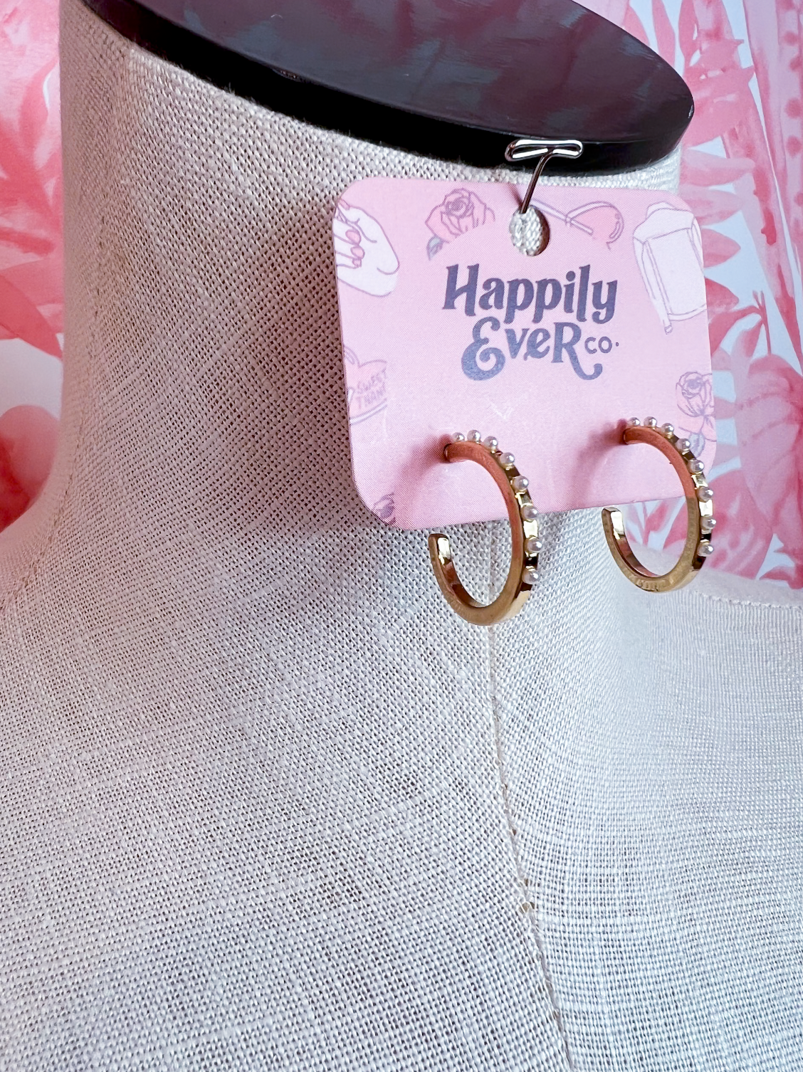 Pearl Studded Hoop Earrings *Final Sale*