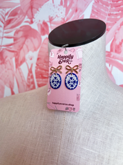 Blue Medallion Bow Earrings *Final Sale*