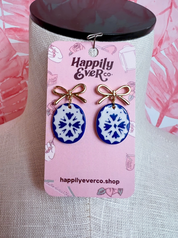 Blue Medallion Bow Earrings *Final Sale*
